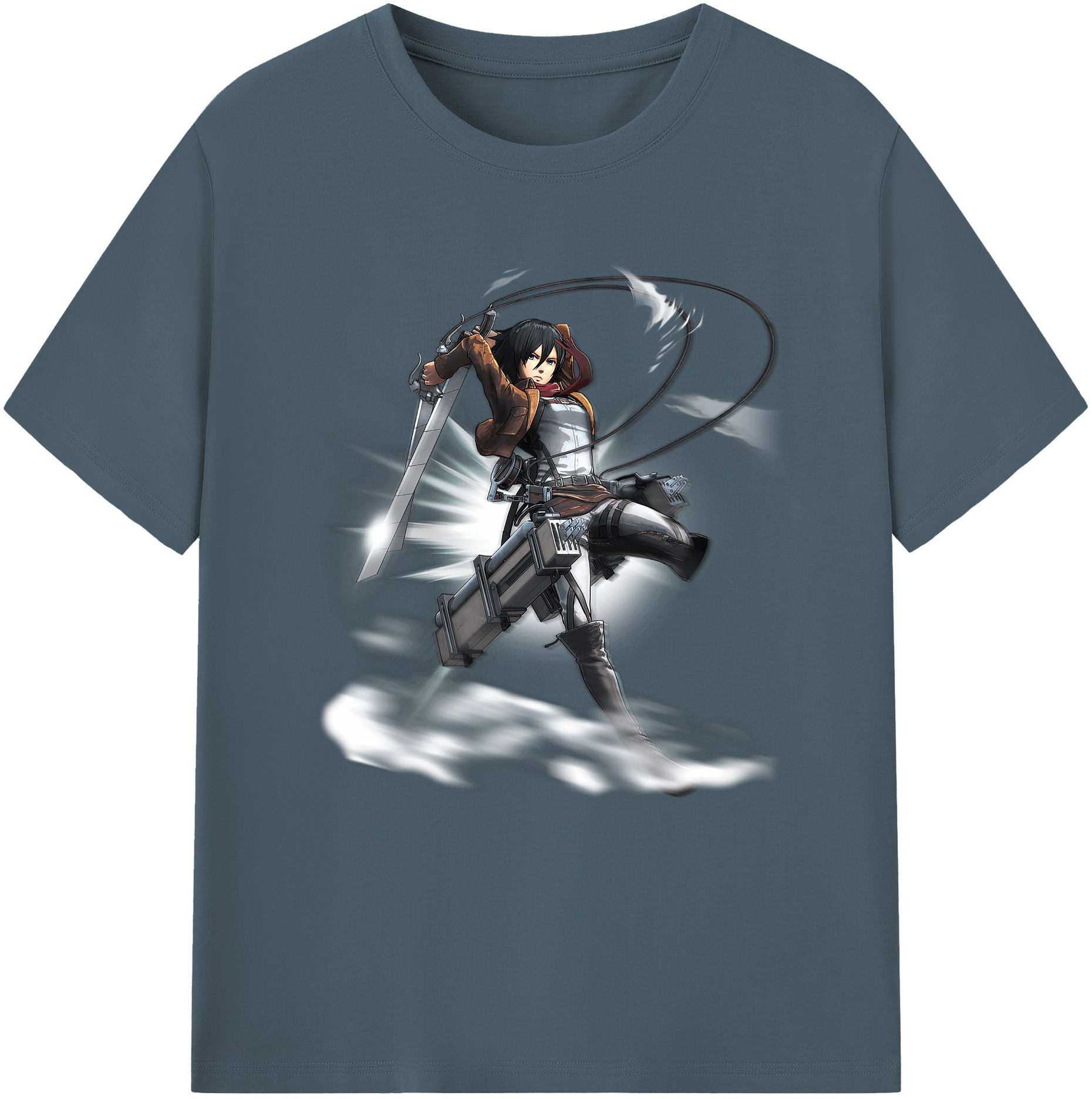 （画像用） 進撃の巨人 ミカサ·アッカーマン Attack on Titan Mikasa Ackerman 綿100％半袖Tシャツ（フロントプリント）
